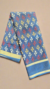 Navy Blue Arrow Dola Silk Saree